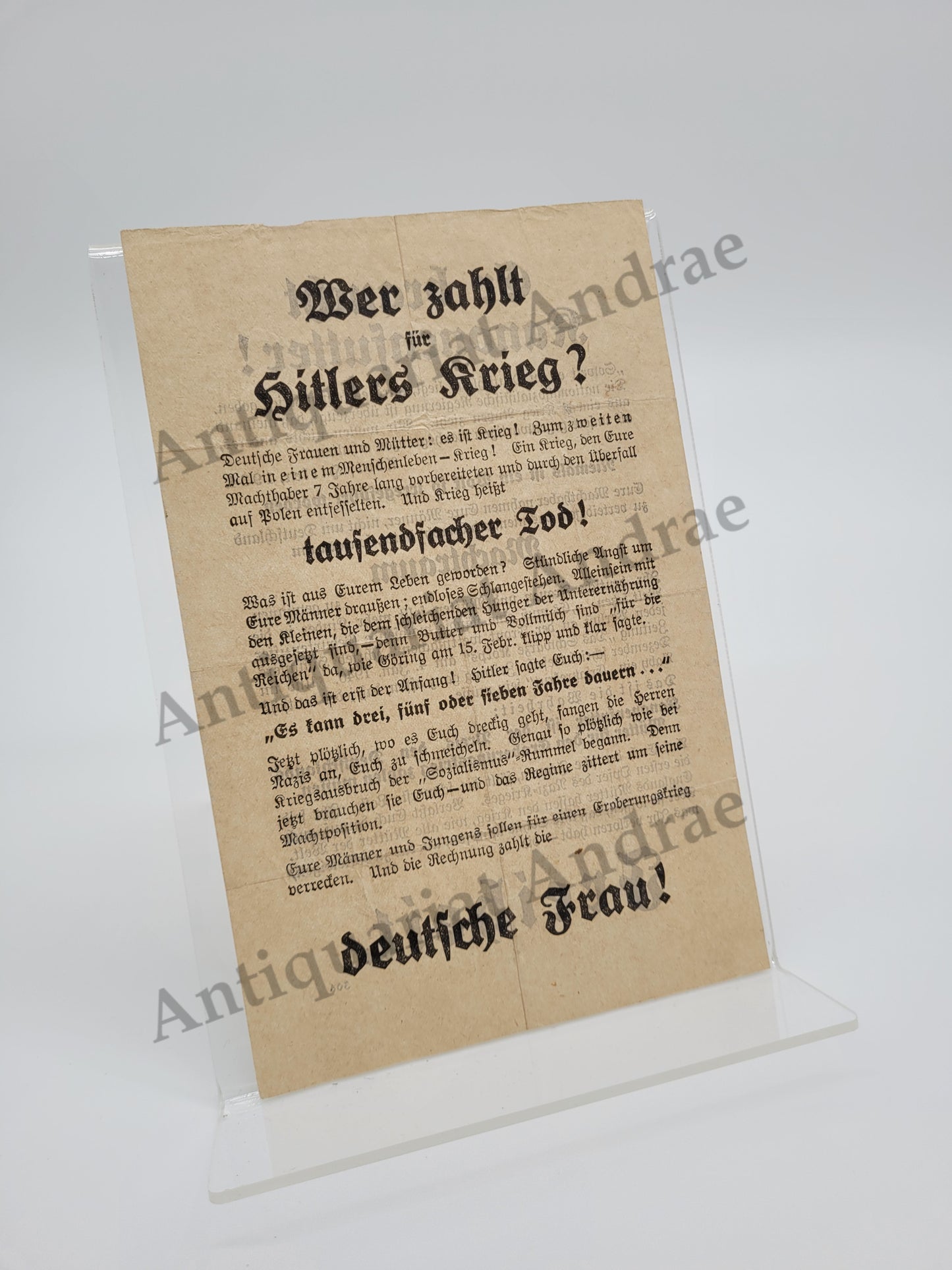 Illegales Flugblatt #3 (Antifaschismus 2. Weltkrieg)
