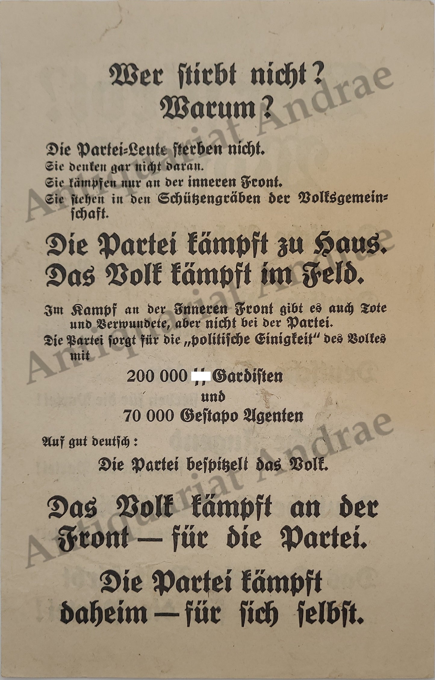 Illegales Flugblatt #1 (Antifaschismus 2. Weltkrieg)