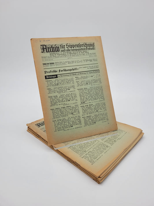 Archiv für Sippenforschung und alle verwandten Gebiete 1944 Kompletter Jahrgang (9 Hefte)