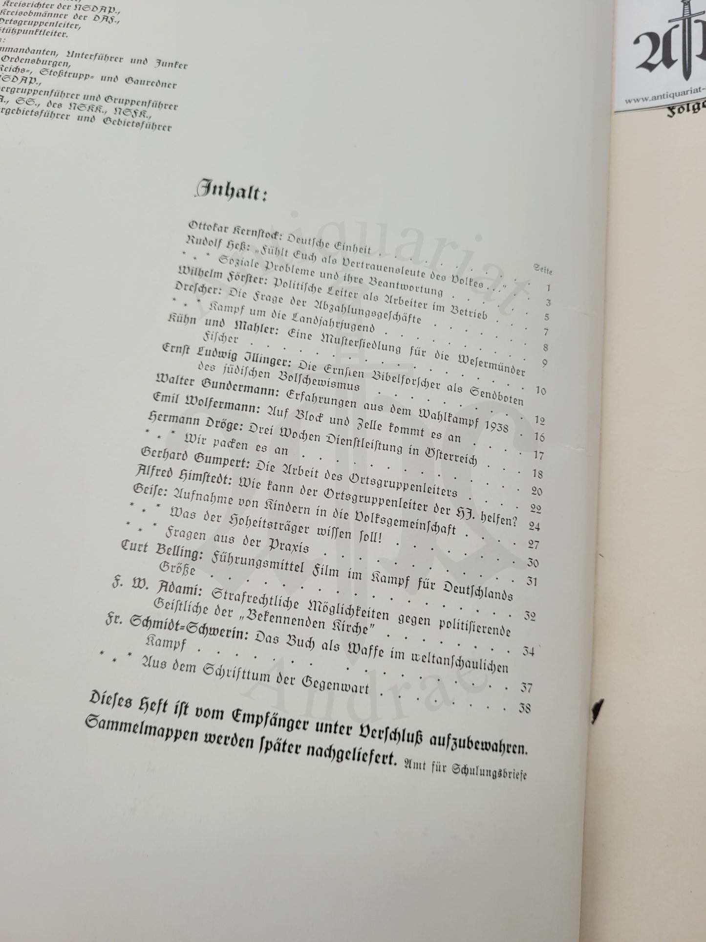 Der Hoheitsträger Juli 1938