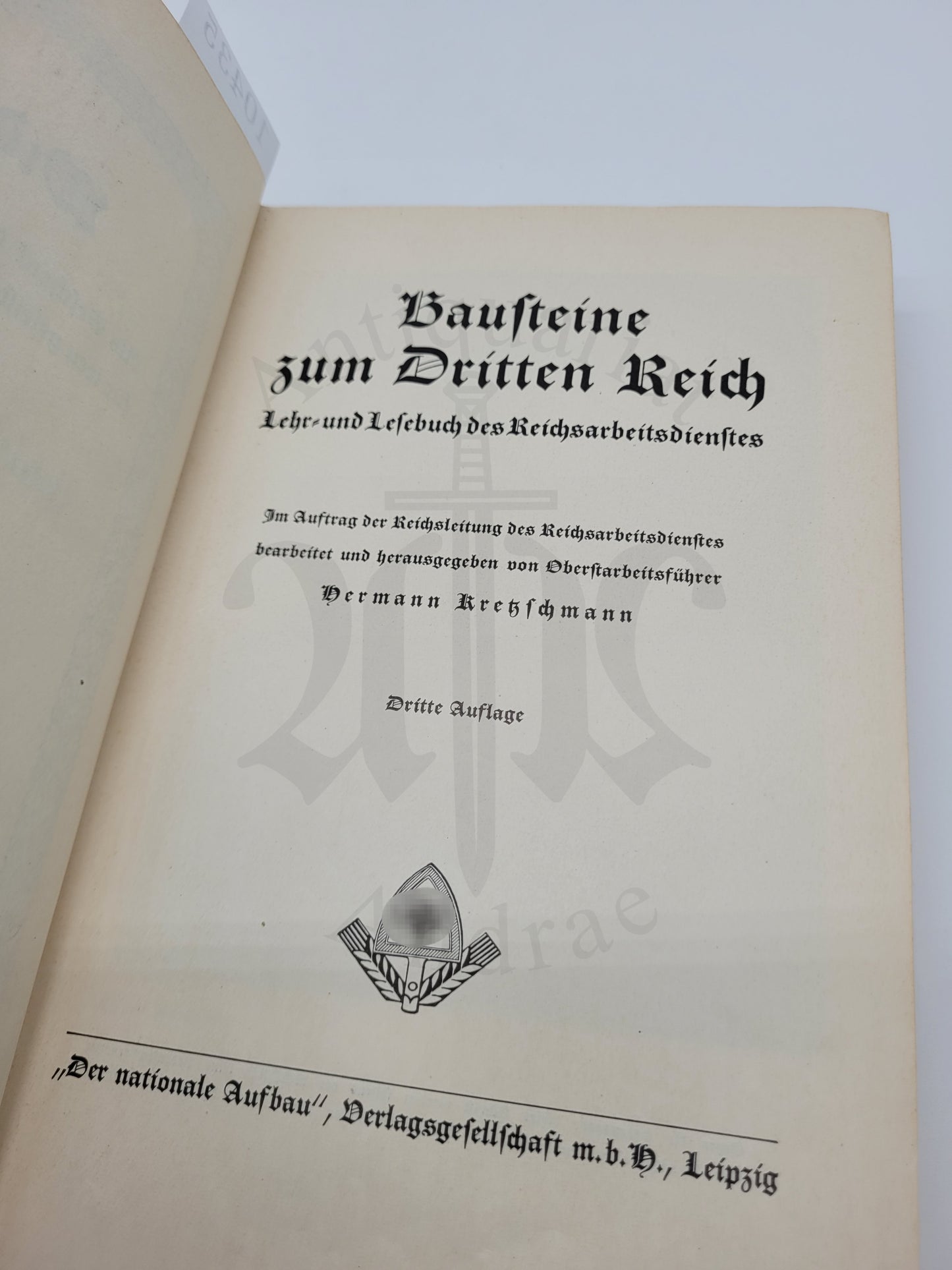 Bausteine zum Dritten Reich (Konstantin Hierl Widmung)