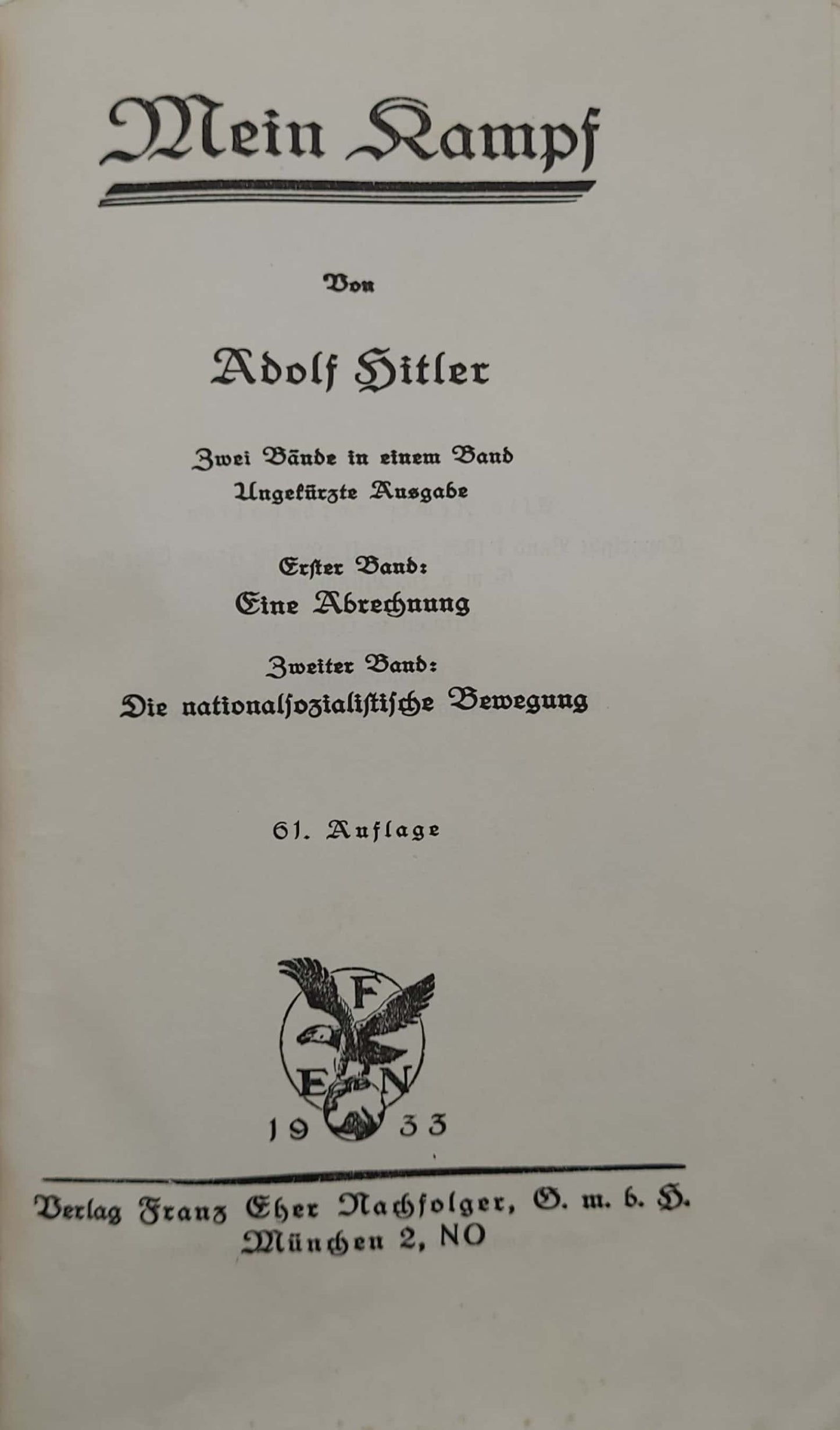 Mein Kampf Volksausgabe 1933