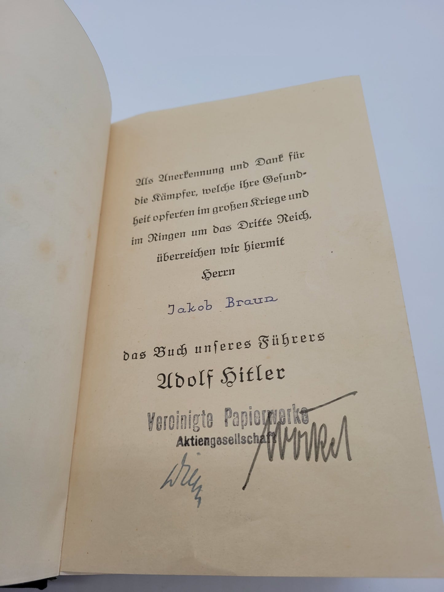 Mein Kampf Volksausgabe 1934 (SA Widmung)(Originaler Schutzumschlag)