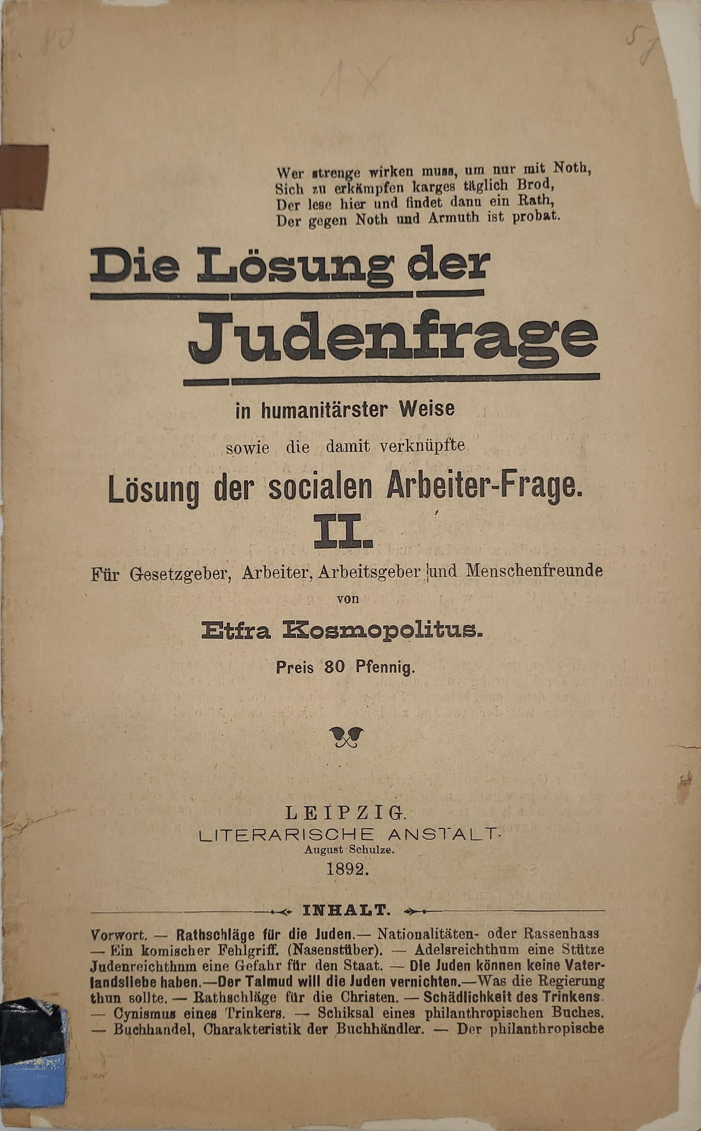 Die Lösung der Judenfrage in humanitärster Weise
