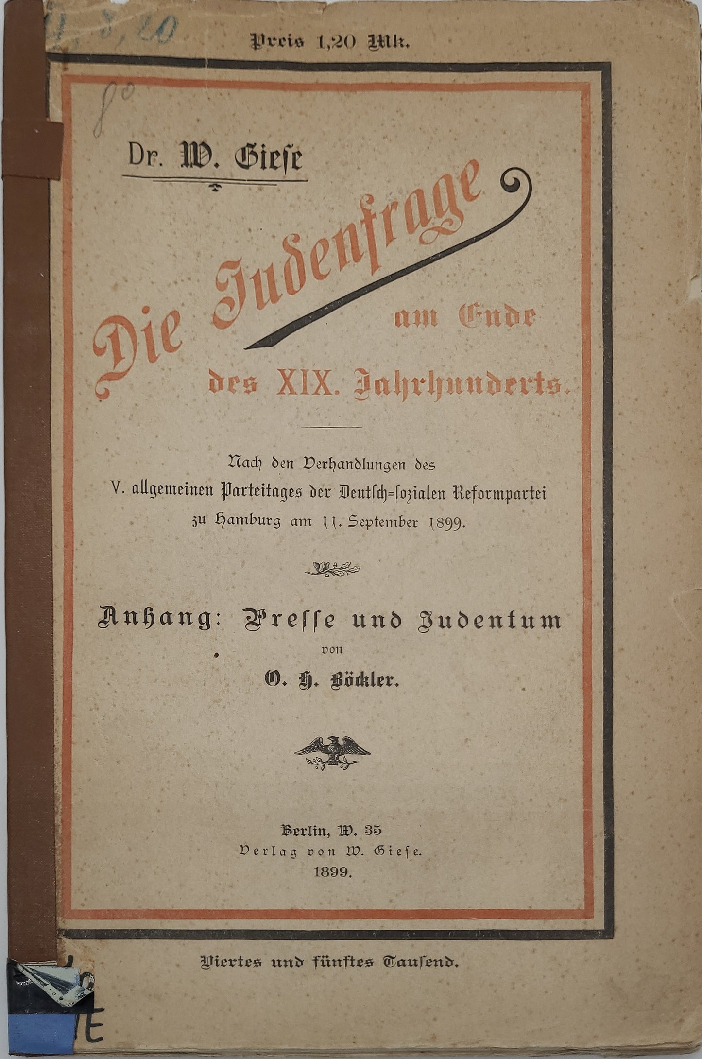 Die Judenfrage am Ende des XIX. Jahrhunderts.,