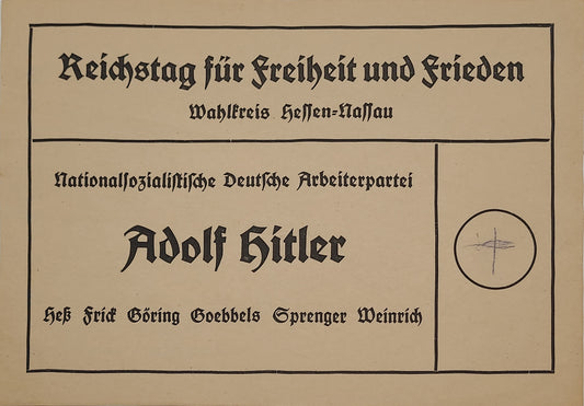 NSDAP Wahlzettel - Wahlkreis Hessen Nassau (Original)