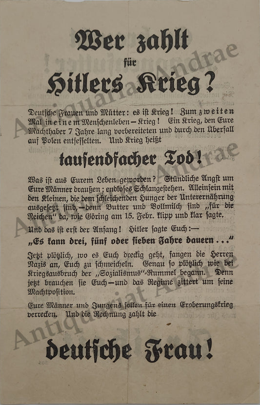 Illegales Flugblatt #3 (Antifaschismus 2. Weltkrieg)