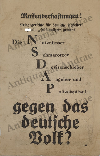 Illegales Flugblatt #2 (Antifaschismus 2. Weltkrieg)