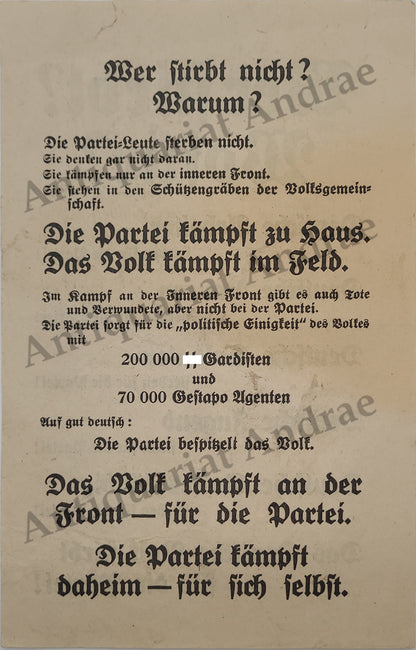 Illegales Flugblatt #1 (Antifaschismus 2. Weltkrieg)