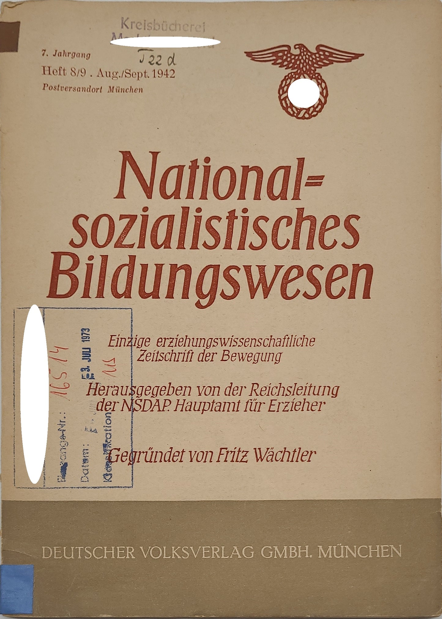 Nationalsozialistisches Bildungswesen Heft 8/9 1942
