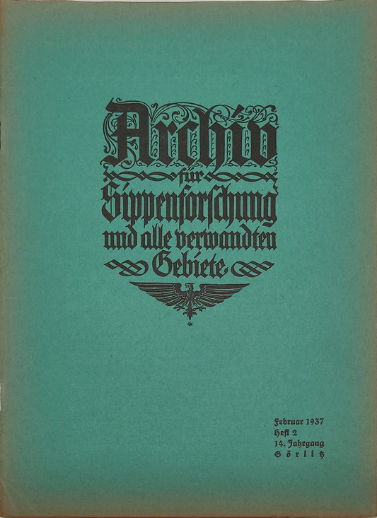 Archiv für Sippenforschung und alle verwandten Gebiete 1937 Kompletter Jahrgang (12 Hefte)