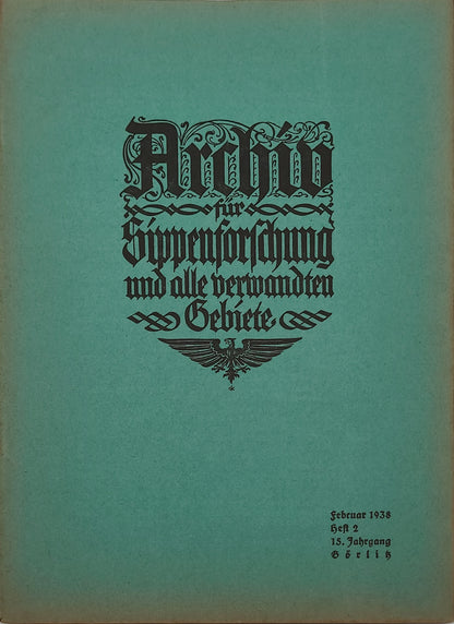 Archiv für Sippenforschung und alle verwandten Gebiete 1938 Kompletter Jahrgang (12 Hefte)