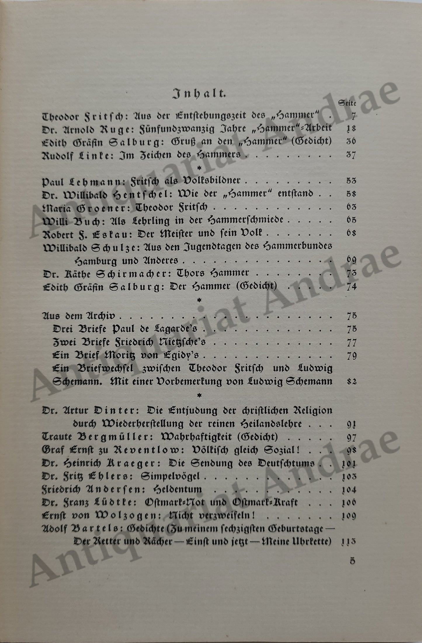 Festschrift zum fünfundzwanzigjährigen Bestehen des Hammer (Verlags-Chronik)