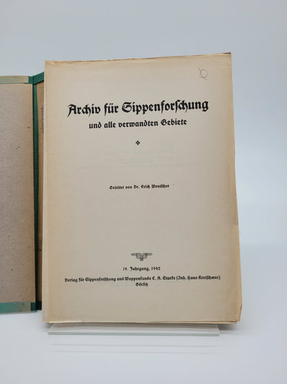 Archiv für Sippenforschung und alle verwandten Gebiete 1942 Kompletter Jahrgang (im Binder)