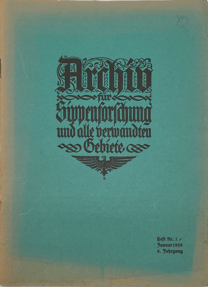 Archiv für Sippenforschung und alle verwandten Gebiete 1929 Kompletter Jahrgang (12 Hefte)