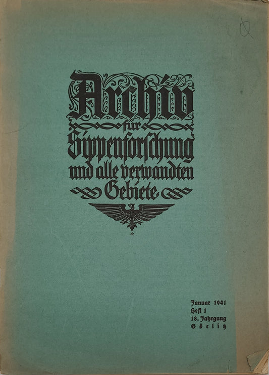 Archiv für Sippenforschung und alle verwandten Gebiete 1941 Kompletter Jahrgang (12 Hefte)