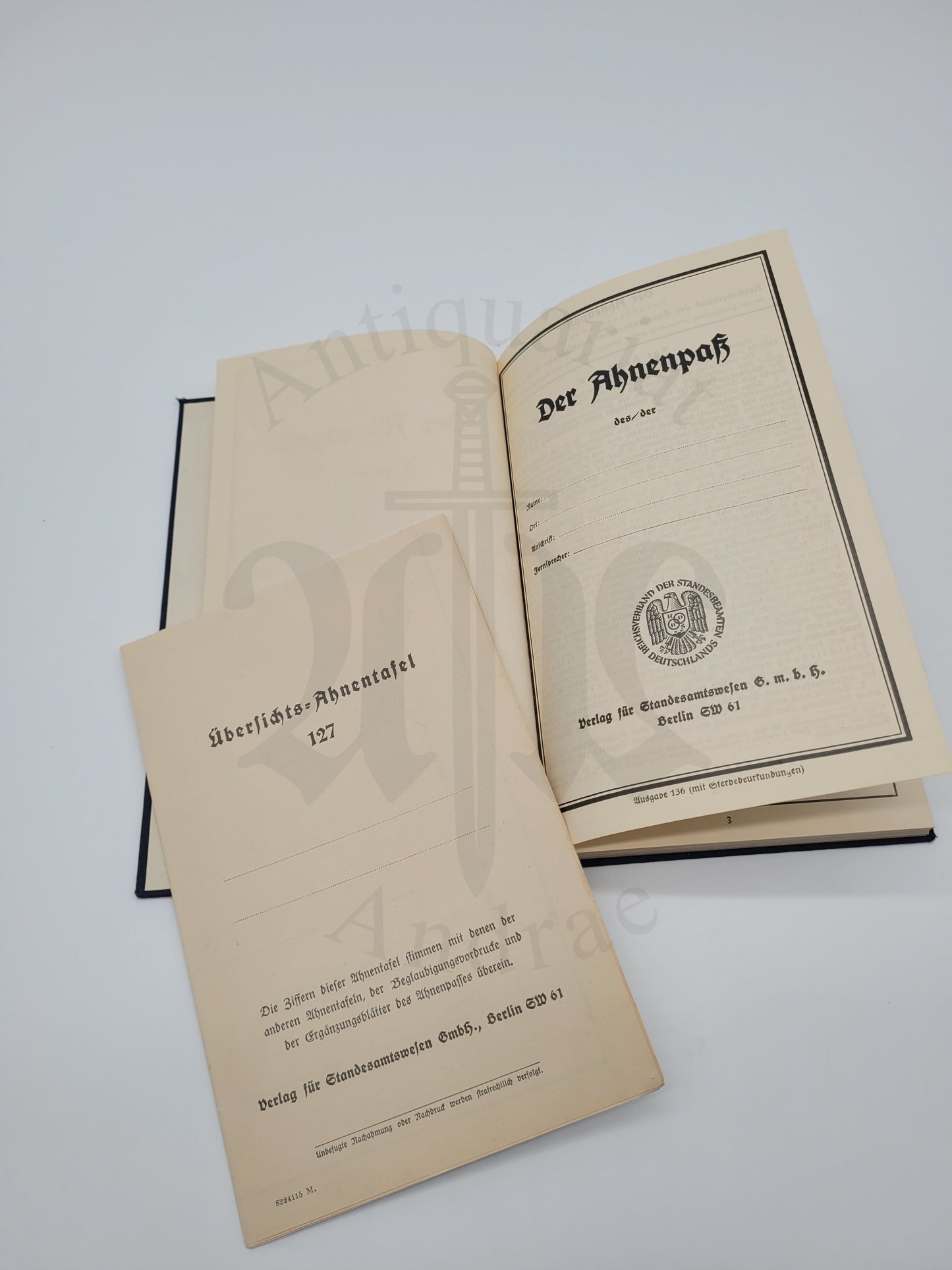 Der Ahnenpaß + Übersichts-Ahnentafel 127 (Blanko)