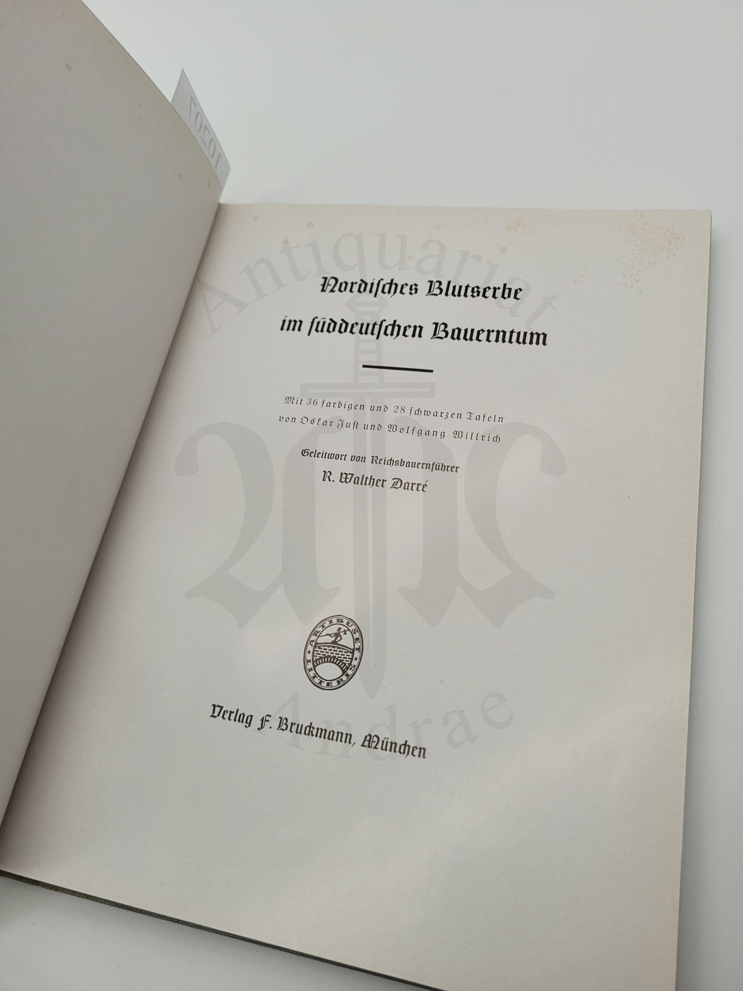 Nordisches Blutserbe im Süddeutschen Bauerntum Band 1. (Orig. Schutzumschlag)
