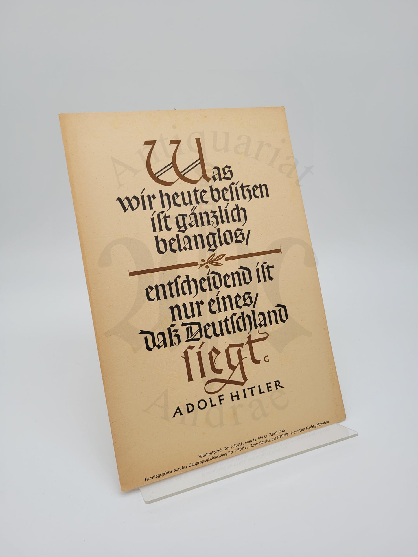 Adolf Hitler Wochenspruch 14.-20. April 1940