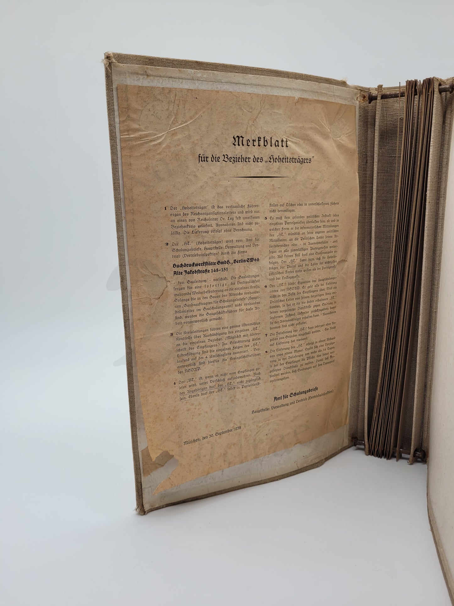 Der Hoheitsträger 1937/38 (Binder) (Selten)