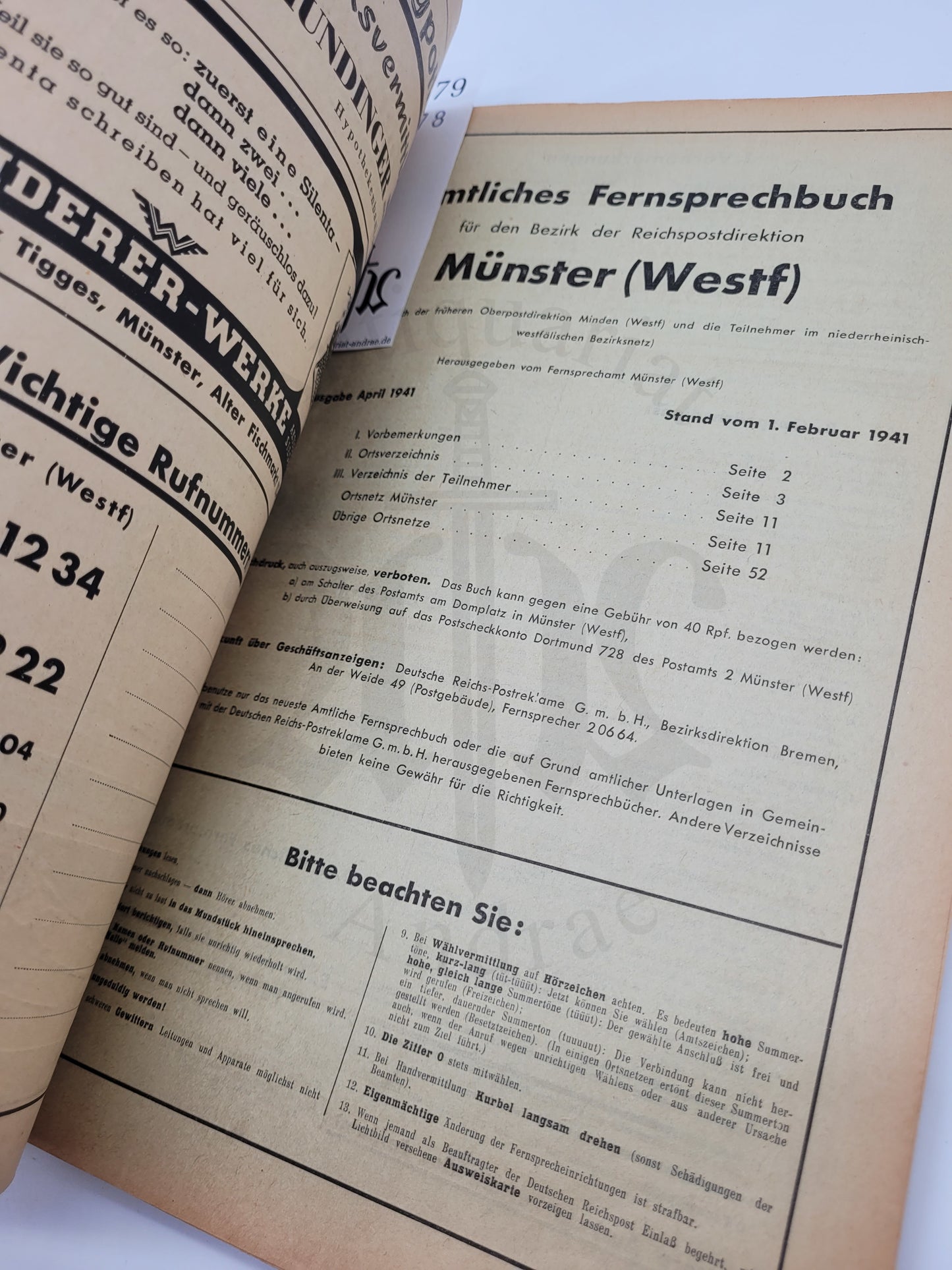 Amtliches Fernsprechbuch Münster (Westf)