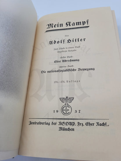 Mein Kampf Volksausgabe 1937 (NS-Volkswohlfahrt) (Mint)