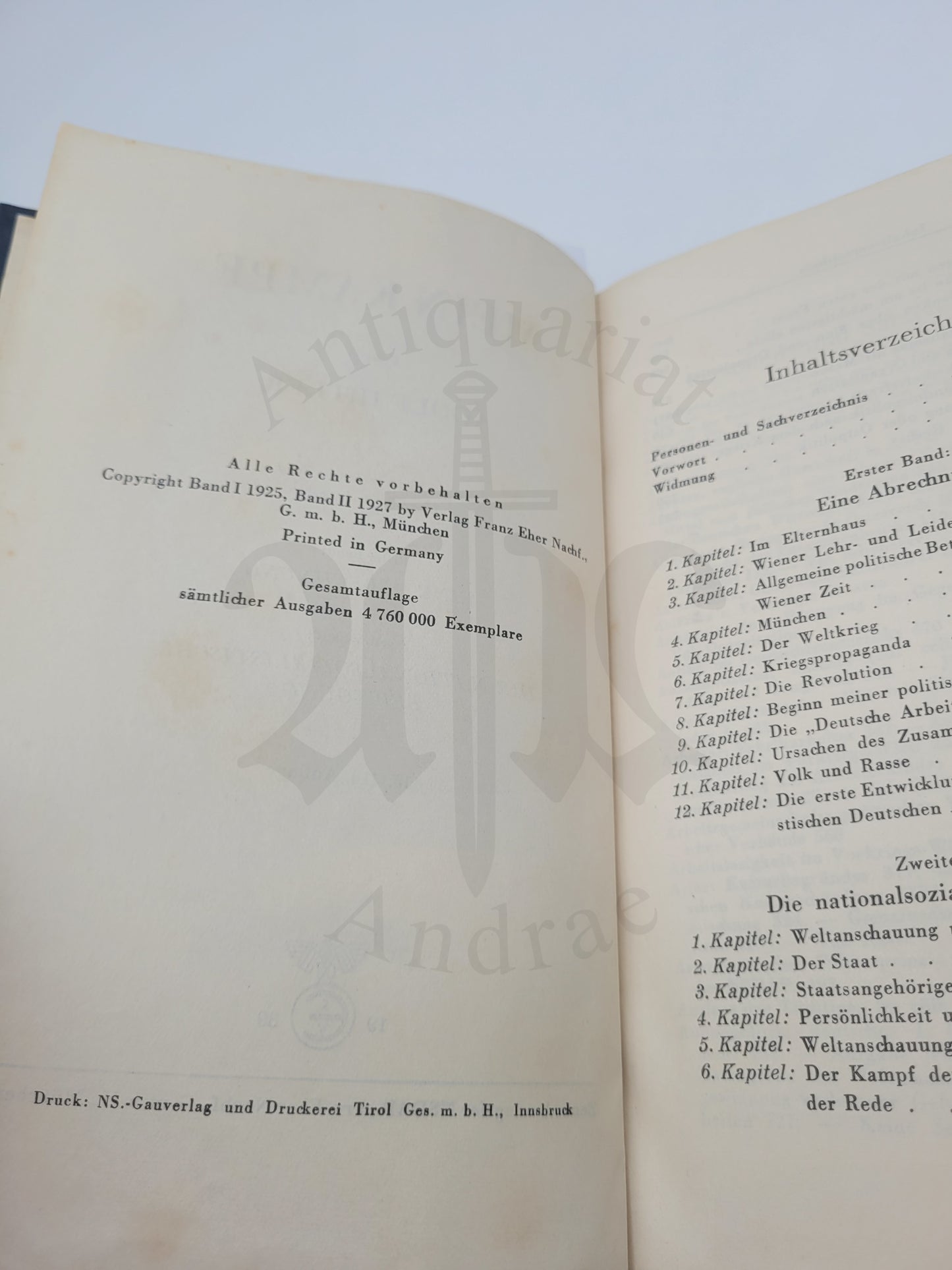 Mein Kampf Antiqua-Ausgabe (Volksausgabe) 1939 (Druckschrift) (Extrem Selten)
