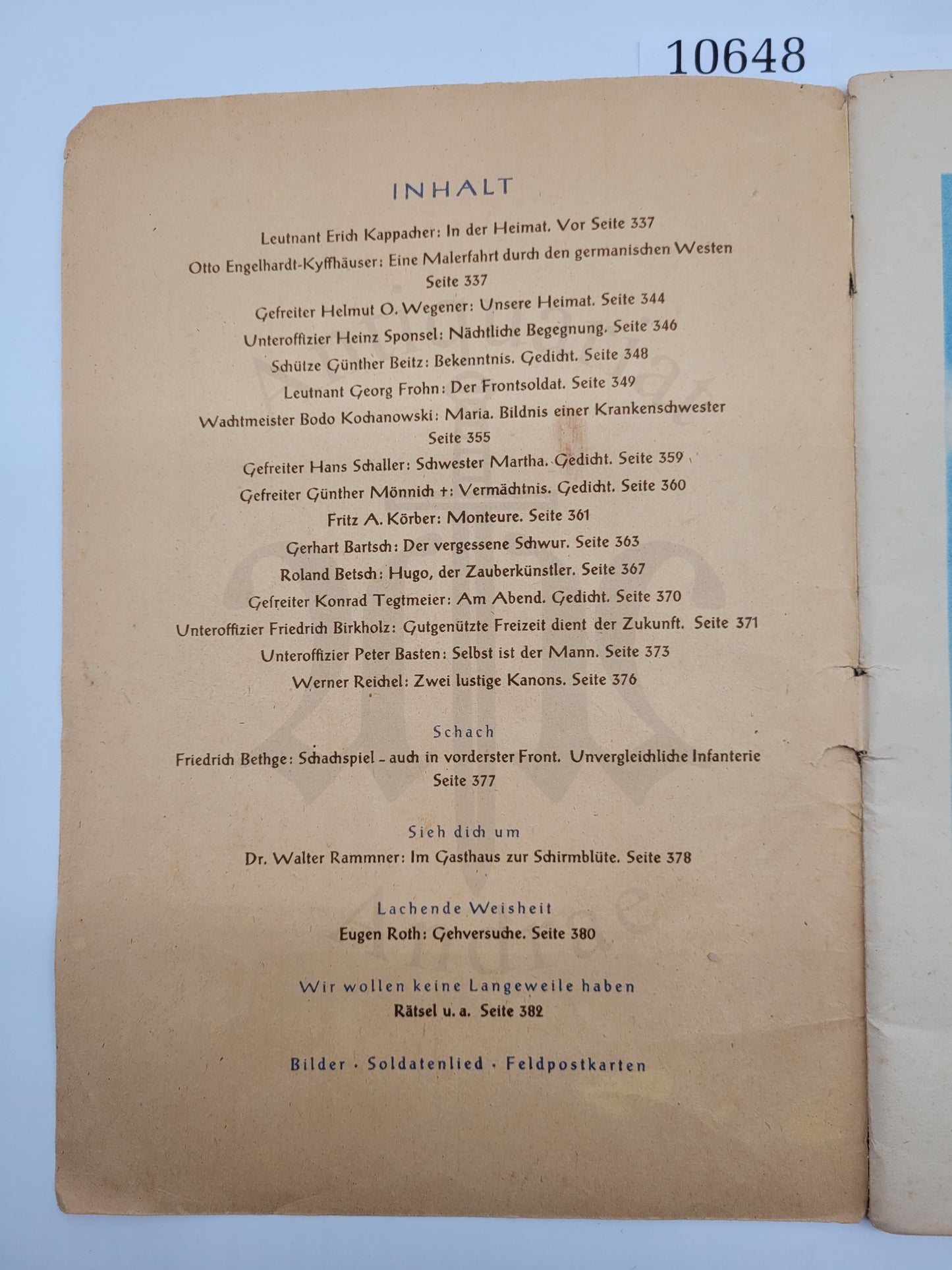 Soldatenblätter für Feier und Freizeit 1942 Heft 8