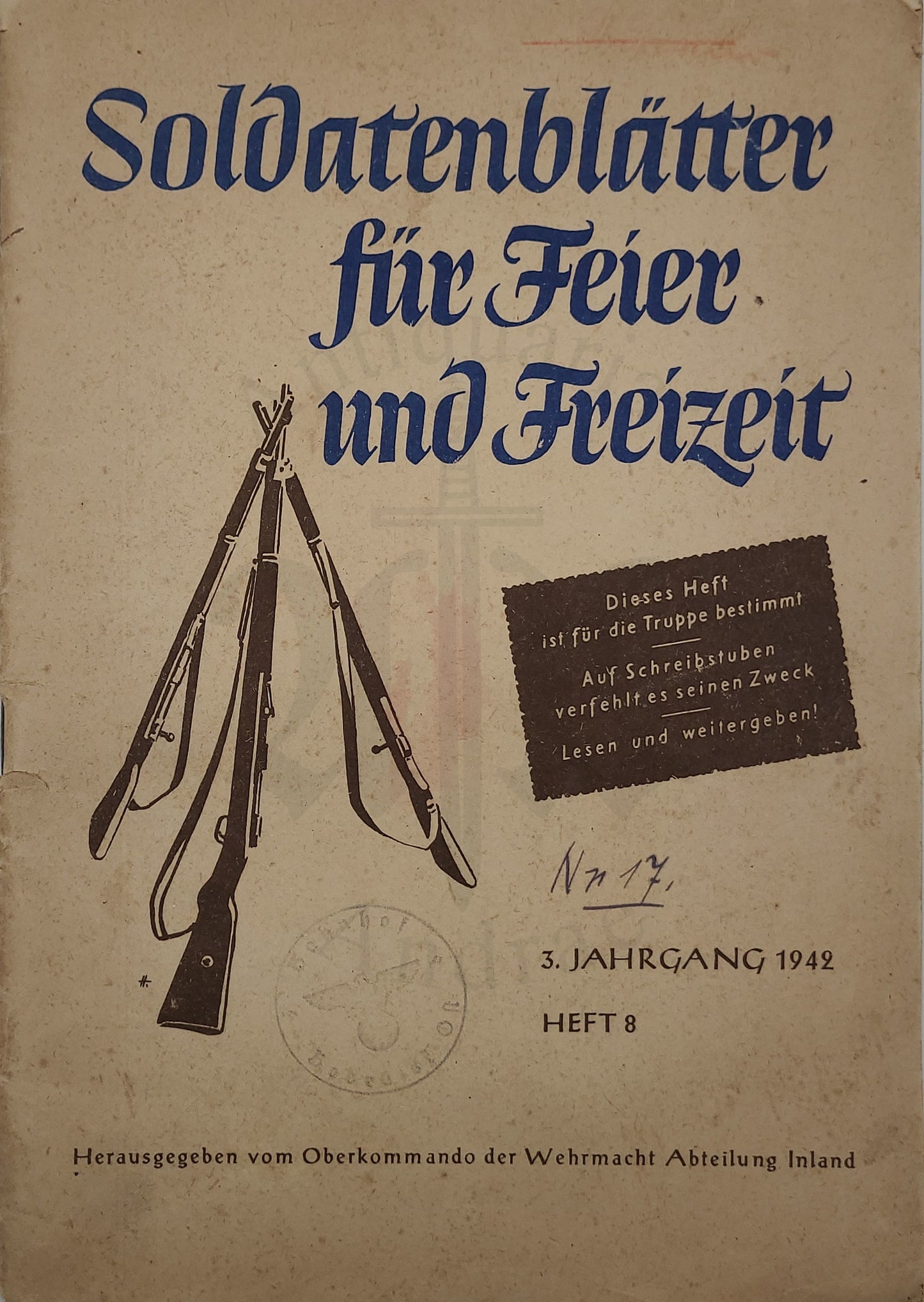 Soldatenblätter für Feier und Freizeit 1942 Heft 8