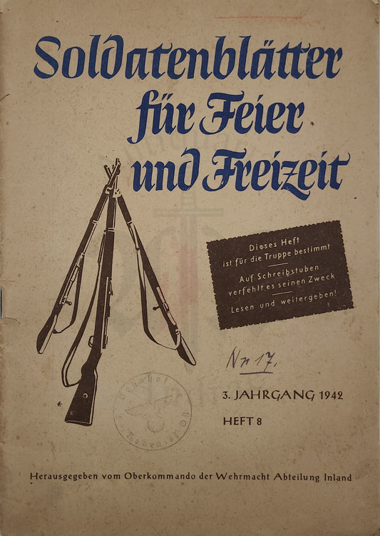 Soldatenblätter für Feier und Freizeit 1942 Heft 8