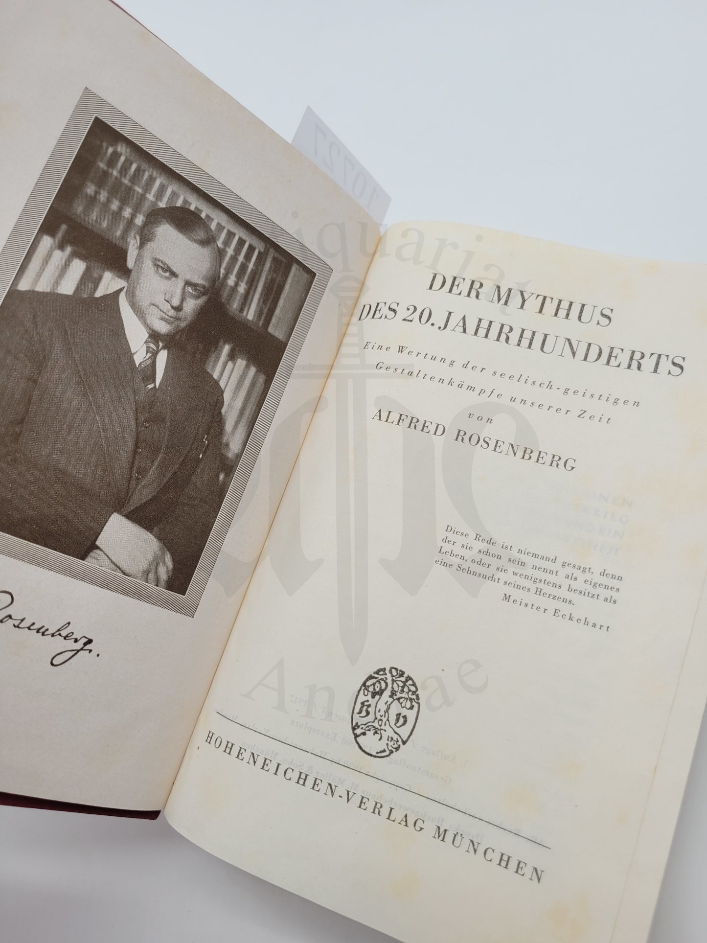 Der Mythus des 20. Jahrhunderts (Tornisterausg. Rot Selten) (Druckschrift)