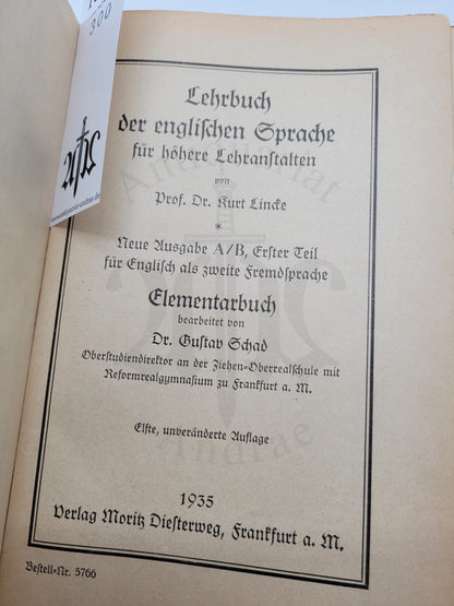 Lehrbuch der englischen Sprache (2. Bände)