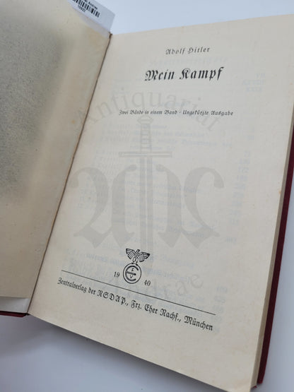 Mein Kampf Tornisterausgabe 1940